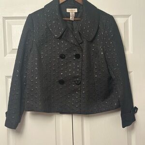 Vintage Women’s Black Textured Blazer Jacket w/ Silver Accents SZ XLP